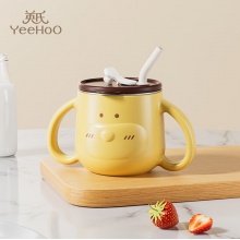 英氏(YEEHoo)儿童吸管杯水壶学生水杯宝宝喝水杯牛奶杯早餐杯婴儿用品辅食神器 小狗牛奶杯
